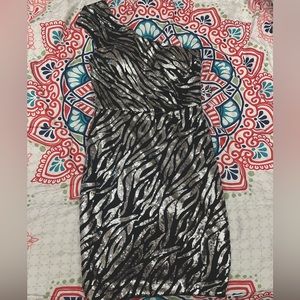 Jovani midi dress. US size 4. Black & silver. Barely worn, very good condition.